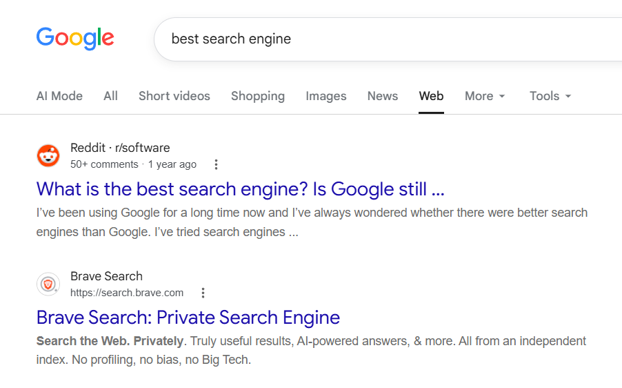 Best Search Engine According to Google
