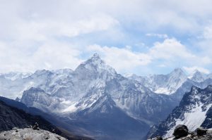 Snowy summits around Ama Dablam in Nepal.